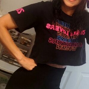 Zumba Fitness Black Crop Top with Colorful Text